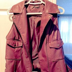 Vegan Leather Burgundy Vest